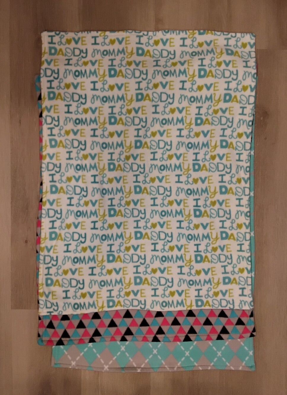 Set Of 3 Handmade Fleese Dog Blankets For A Small Dog - Approx. 34" X 26" +/-